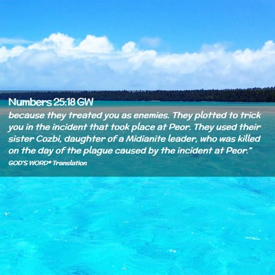Picture 02 - Numbers 25:18 GW - because they treated you as enemies. They plotted - Bible Verse Picture