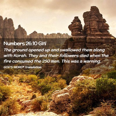 Picture 02 - Numbers 26:10 GW - The ground opened up and swallowed them along - Bible Verse Picture