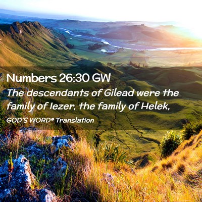 Picture 02 - Numbers 26:30 GW - The descendants of Gilead were the family of - Bible Verse Picture