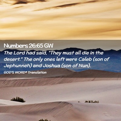 Picture 02 - Numbers 26:65 GW - The Lord had said, “They must all die in the - Bible Verse Picture