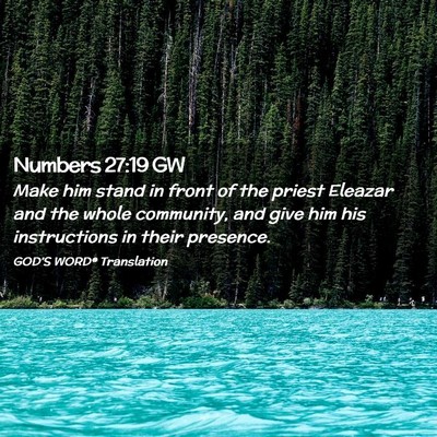 Picture 02 - Numbers 27:19 GW - Make him stand in front of the priest Eleazar and - Bible Verse Picture