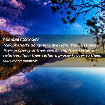 Picture 02 - Numbers 27:7 GW - “Zelophehad’s daughters are right. You must - Bible Verse Picture