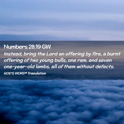 Picture 02 - Numbers 28:19 GW - Instead, bring the Lord an offering by fire, a - Bible Verse Picture