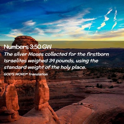 Picture 02 - Numbers 3:50 GW - The silver Moses collected for the firstborn - Bible Verse Picture