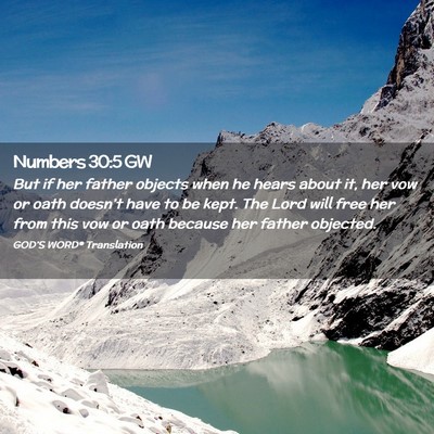 Picture 02 - Numbers 30:5 GW - But if her father objects when he hears about it, - Bible Verse Picture