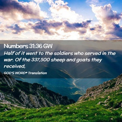 Picture 02 - Numbers 31:36 GW - Half of it went to the soldiers who served in the - Bible Verse Picture