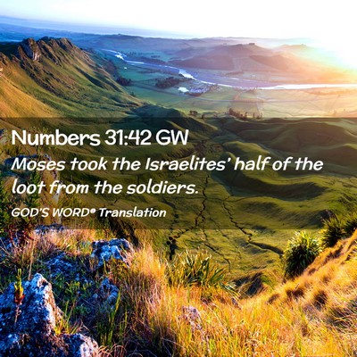 Picture 02 - Numbers 31:42 GW - Moses took the Israelites’ half of the loot - Bible Verse Picture