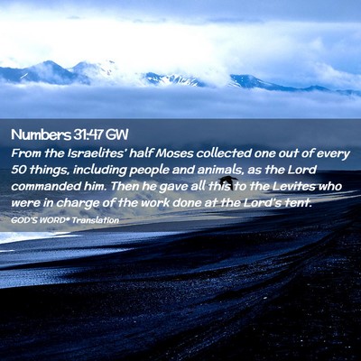 Picture 02 - Numbers 31:47 GW - From the Israelites’ half Moses collected one - Bible Verse Picture