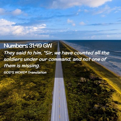 Picture 02 - Numbers 31:49 GW - They said to him, “Sir, we have counted all the - Bible Verse Picture