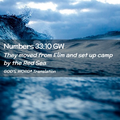 Picture 02 - Numbers 33:10 GW - They moved from Elim and set up camp by the Red - Bible Verse Picture