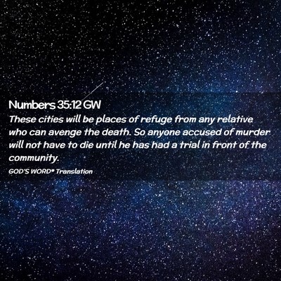 Picture 02 - Numbers 35:12 GW - These cities will be places of refuge from any - Bible Verse Picture