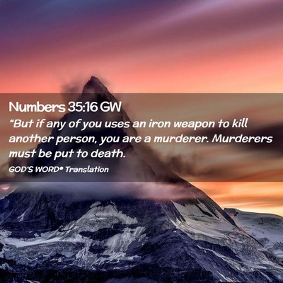 Picture 02 - Numbers 35:16 GW - “But if any of you uses an iron weapon to kill - Bible Verse Picture
