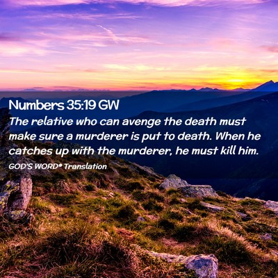 Picture 02 - Numbers 35:19 GW - The relative who can avenge the death must make - Bible Verse Picture
