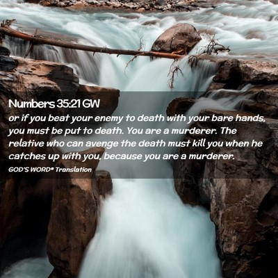 Picture 02 - Numbers 35:21 GW - or if you beat your enemy to death with your bare - Bible Verse Picture