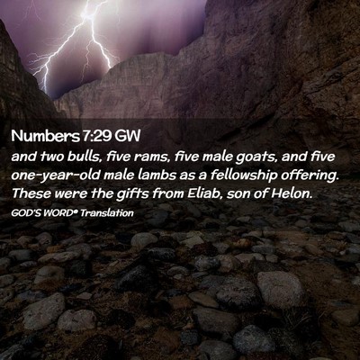 Picture 02 - Numbers 7:29 GW - and two bulls, five rams, five male goats, and - Bible Verse Picture