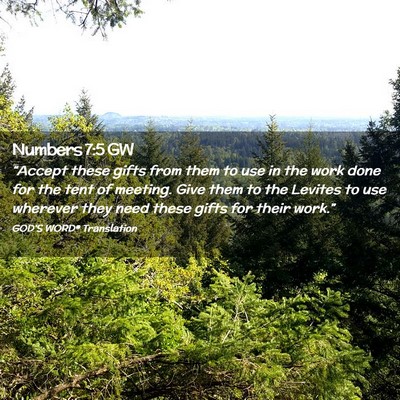 Picture 02 - Numbers 7:5 GW - “Accept these gifts from them to use in the - Bible Verse Picture