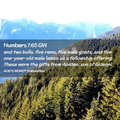 Picture 02 - Numbers 7:65 GW - and two bulls, five rams, five male goats, and - Bible Verse Picture