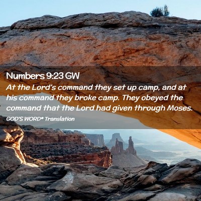 Picture 02 - Numbers 9:23 GW - At the Lord’s command they set up camp, and at - Bible Verse Picture