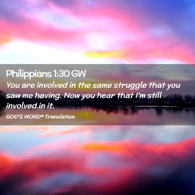 Picture 02 - Philippians 1:30 GW - You are involved in the same struggle that you - Bible Verse Picture