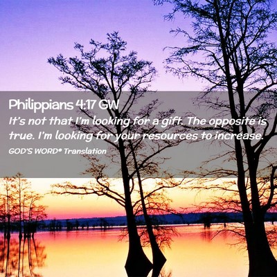Picture 02 - Philippians 4:17 GW - It’s not that I’m looking for a gift. The - Bible Verse Picture