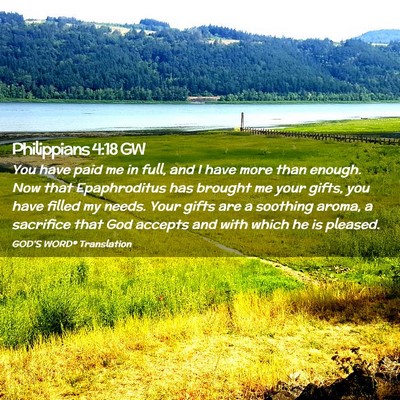 Picture 02 - Philippians 4:18 GW - You have paid me in full, and I have more than - Bible Verse Picture