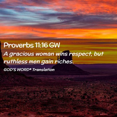 Picture 02 - Proverbs 11:16 GW - A gracious woman wins respect, but ruthless men - Bible Verse Picture