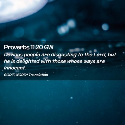 Picture 02 - Proverbs 11:20 GW - Devious people are disgusting to the Lord, but he - Bible Verse Picture