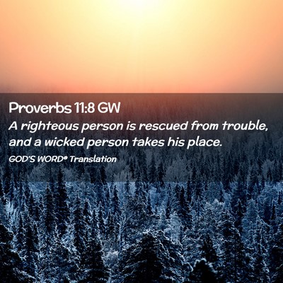 Picture 02 - Proverbs 11:8 GW - A righteous person is rescued from trouble, and a - Bible Verse Picture