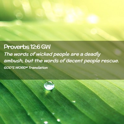 Picture 02 - Proverbs 12:6 GW - The words of wicked people are a deadly ambush, - Bible Verse Picture