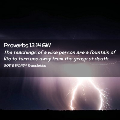 Picture 02 - Proverbs 13:14 GW - The teachings of a wise person are a fountain of - Bible Verse Picture