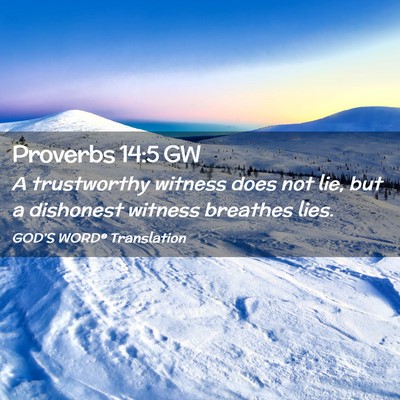 Picture 02 - Proverbs 14:5 GW - A trustworthy witness does not lie, but a - Bible Verse Picture