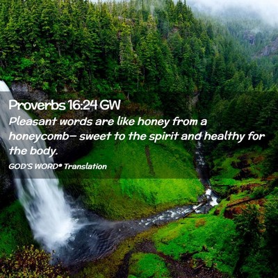 Picture 02 - Proverbs 16:24 GW - Pleasant words are like honey from a honeycomb— - Bible Verse Picture