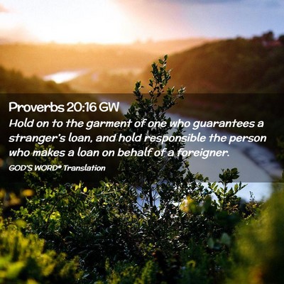 Picture 02 - Proverbs 20:16 GW - Hold on to the garment of one who guarantees a - Bible Verse Picture