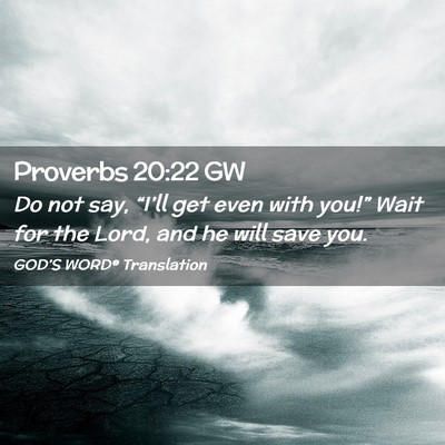 Picture 02 - Proverbs 20:22 GW - Do not say, “I’ll get even with you!” Wait - Bible Verse Picture