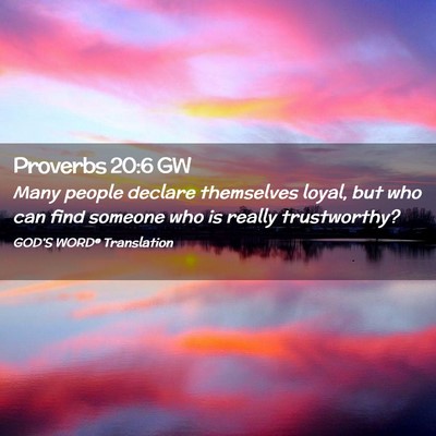 Picture 02 - Proverbs 20:6 GW - Many people declare themselves loyal, but who can - Bible Verse Picture