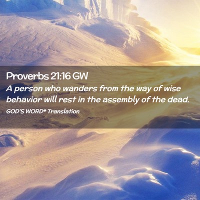 Picture 02 - Proverbs 21:16 GW - A person who wanders from the way of wise - Bible Verse Picture