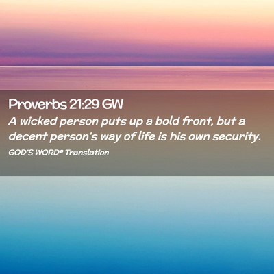 Picture 02 - Proverbs 21:29 GW - A wicked person puts up a bold front, but a - Bible Verse Picture