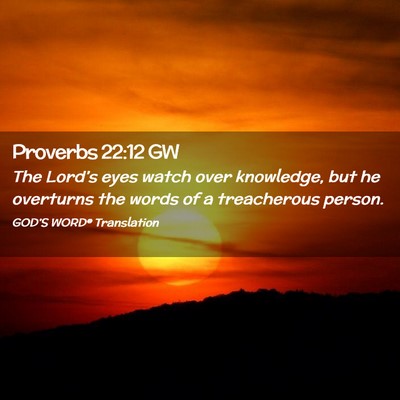 Picture 02 - Proverbs 22:12 GW - The Lord’s eyes watch over knowledge, but he - Bible Verse Picture