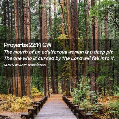 Picture 02 - Proverbs 22:14 GW - The mouth of an adulterous woman is a deep pit. - Bible Verse Picture