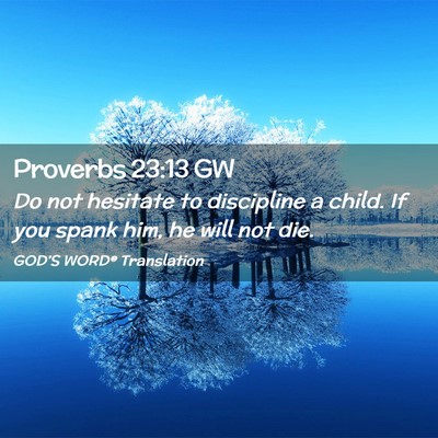 Picture 02 - Proverbs 23:13 GW - Do not hesitate to discipline a child. If you - Bible Verse Picture