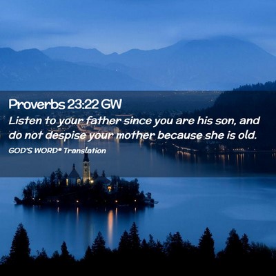 Picture 02 - Proverbs 23:22 GW - Listen to your father since you are his son, and - Bible Verse Picture