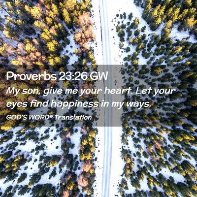 Picture 02 - Proverbs 23:26 GW - My son, give me your heart. Let your eyes find - Bible Verse Picture