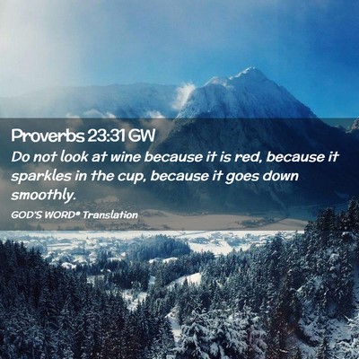 Picture 02 - Proverbs 23:31 GW - Do not look at wine because it is red, because it - Bible Verse Picture