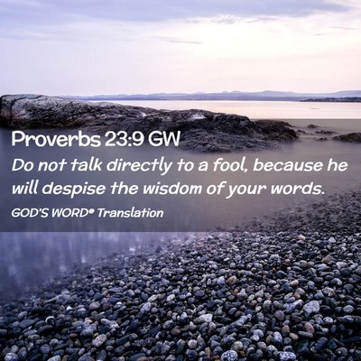 Picture 02 - Proverbs 23:9 GW - Do not talk directly to a fool, because he will - Bible Verse Picture