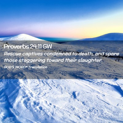 Picture 02 - Proverbs 24:11 GW - Rescue captives condemned to death, and spare - Bible Verse Picture