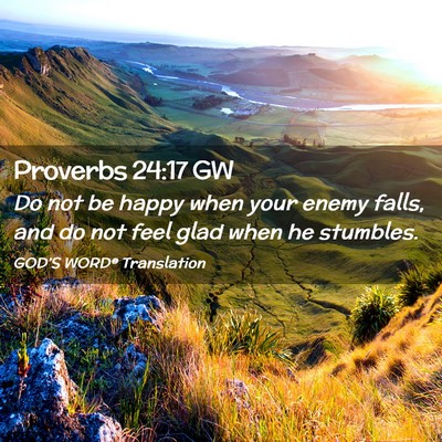 Picture 02 - Proverbs 24:17 GW - Do not be happy when your enemy falls, and do not - Bible Verse Picture