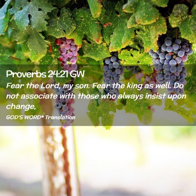 Picture 02 - Proverbs 24:21 GW - Fear the Lord, my son. Fear the king as well. Do - Bible Verse Picture