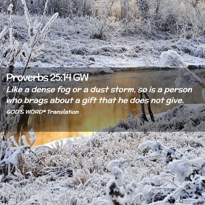 Picture 02 - Proverbs 25:14 GW - Like a dense fog or a dust storm, so is a person - Bible Verse Picture