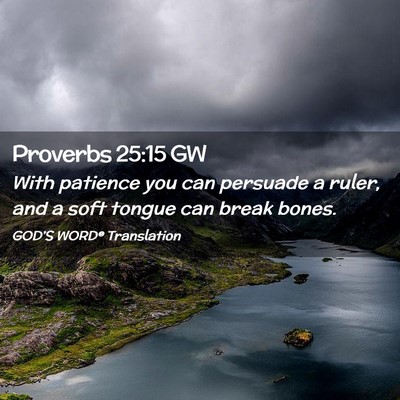 Picture 02 - Proverbs 25:15 GW - With patience you can persuade a ruler, and a - Bible Verse Picture
