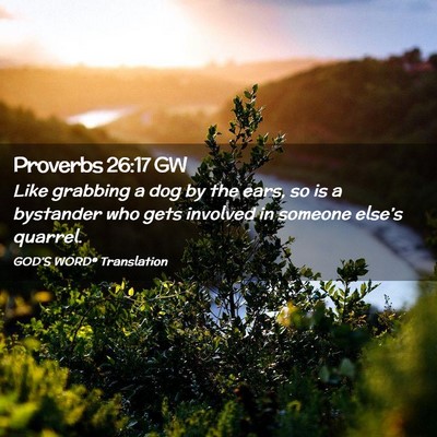 Picture 02 - Proverbs 26:17 GW - Like grabbing a dog by the ears, so is a - Bible Verse Picture